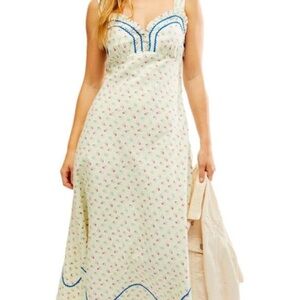 Free People Women's Sweet Hearts Midi Dress, Ivory Combo